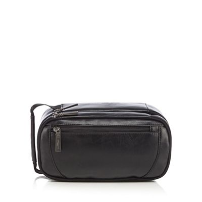 Black double zip wash bag